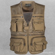 Men Men's Vest Outdoor Leisure Quick-Drying Multi-Pocket Photography Reporter Mesh Fishing Vest Vest