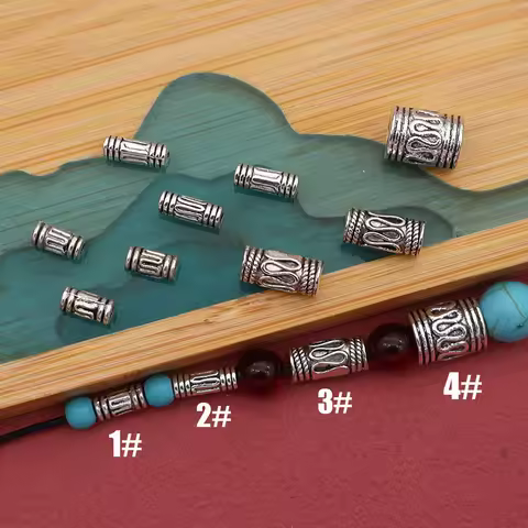1pack Vintage S Pattern Loose Tube Beads 4 Size Small/Big Hole Cylinder Pipe Beads Spacer DIY Jewelr