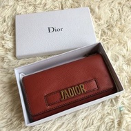 Dior J’ADior  橙紅色荔枝牛皮長夾/鏈包/手拿包 WOC