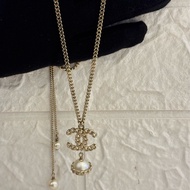 Chanel縷空雙C珍珠項鍊