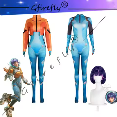 Overwatch Cosplay Costume Juno Printed Bodysuit Coat Wig Party Polyester Anime Convention Stage Perf