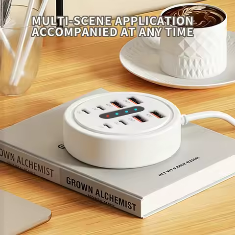USB HUB Charger,66W HighSpeed Output 8 in 1 USB Charger,Multi-Port Usb Docking Station,Plug Play Mul