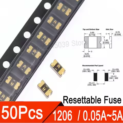 50Pcs 1206 PPTC SMD Resettable Fuse 0.05A 100MA 120MA 0.16A 0.2A 0.25A 0.3A 0.35A 0.5A 0.75A 1A 1.5A