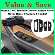 Mazda CX-60 CX-80 Stainless Steel Window Control Switch Panel Cover Black Titanium 4 Pcs/Set Trim Pr