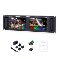 FEELWORLD FRM701G Dual 7 Inch 3RU 12G SDI Rackmount Monitor with 3D LUT Waveform IPS 1920x1200 Resol