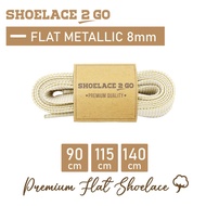 SHOELACE 2 GO PREMIUM FLAT METALLIC MOTIF SHOES 8MM - SF8 - FM1D - WHITE GOLD - 90CM 115CM 140CM