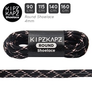 KIPZKAPZ RS15 Black Cream 90cm 115cm 140cm 160cm - Round Shoelace 4mm