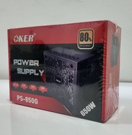 Oker power supply  รุ่น PS-850G มาตรฐานใช้ 650w  กำลังวัตต์แท้ 500w  80%  สีดำ.