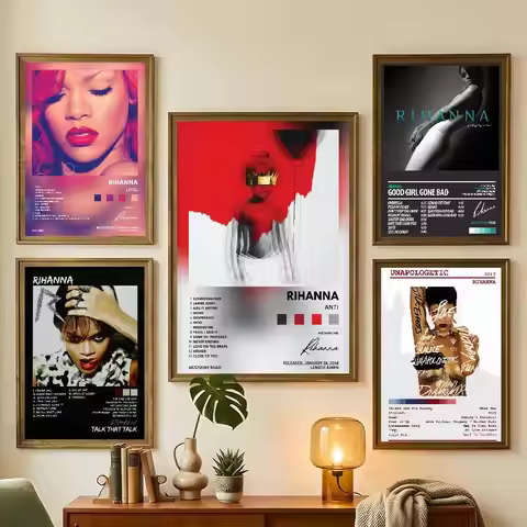Singer R-Rihanna Anti Music Poster For Bedroom Gamer Room Decor Restaurant Wall Trendy Aesthetic Gif