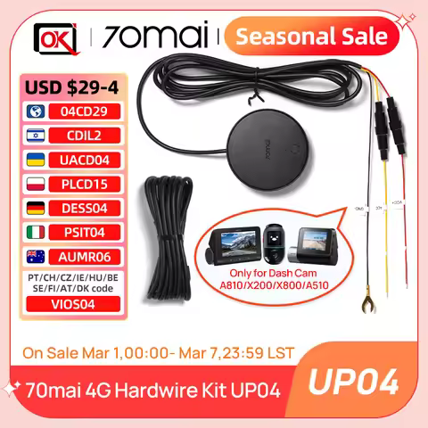 70mai 4G Hardwire Kit UP04 ONLY for T800,X800 Car Dvr A510, 4K A810 and X200 Dash Camera for Live St