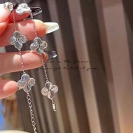 Sterl Sterling Silver 5 Four-Leaf Flower Cross Bracelet Diamond Flower Agate ins Bracelet Pure Silve