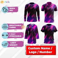 Purple Stripe Jersey Custom Name Baju Jersey Custom Nama Tshirt Sukan Jersi Perempuan Muslimah Lenga