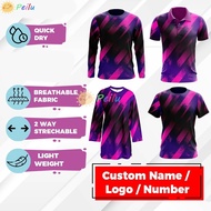 Purple Stripe Jersey Custom Name Baju Jersey Custom Nama Tshirt Sukan Jersi Perempuan Muslimah Lenga