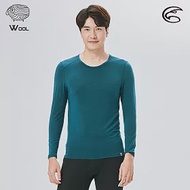 ADISI 男美麗諾混紡羊毛圓領彈性保暖衣AU2021029 (S-2XL) (抗靜電 抗菌 抑菌 消臭 透氣 發熱衣 衛生衣)S普魯士藍