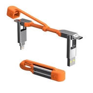 Rolling Square inCharge® XS - 240W, 4in1 keyring cable-Orange