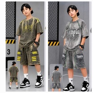 High quality genuine stone wash cotton baby boy outfit set from SUN&MOON brand big size from 38kg to