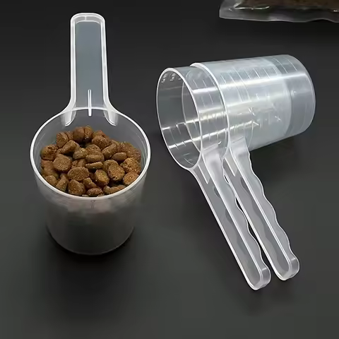 1pc Transparent Pet Measuring Spoon With Scale Plastic Dog Cat Feeding Shovel Pet Tableware Supplies
