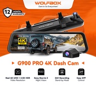 WOLFBOX G900 PRO Dash Cam 4K+2.5K Car DVR Voice Control 5GHZ WI-FI and GPS Video Recorder Front and 