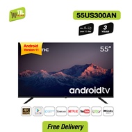 สมาร์ททีวี Android TV 11 ทีวีอัจฉริยะ สั่งการด้วยเสียง Aconatic LED 4K UHD แอลอีดี แอนดรอย ทีวี ขนาด 55 นิ้ว รุ่น 55US300AN รับประกัน 3 ปี