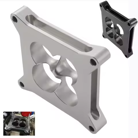 4-Port 4150 Series CNC Machined Aluminum Carb Spacer (1") - Square Bore For Chevy GM LS1 LS2 LSX Che