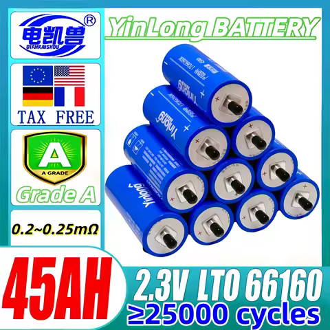 Original Yinlong 2.3v 45ah LTO 66160K lithium titanate battery DIY 12V 24V 48V solar storage RV car 
