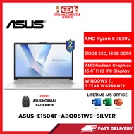 ASUS-E1504F-ABQ051WS-SILVER-AMDRYZEN5-7520U,16GBR5,512GBSSD,AMDRADEON,15.6"FHD,W1164,2YRS,H&S