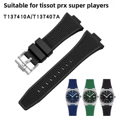 For Tissot PRX Super Player Rubber Watch Strap 1853/T137 Strap T137410A/T137407A
