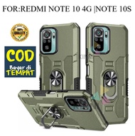Casing Xiaomi Redmi Note 10 4G | Note 10s Hard Case Ring Armor Robot Case Kickstand Hybrid/Ring Hold