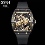 BONEST GATTI Carbon fiber+Aluminum alloy Case Barrel shaped Relief 3D Great Wall pattern Skeleton Mo