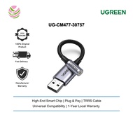 UGREEN USB A TO 3.5MM AUX AUDIO JACK SOUND CARD ADAPTER CONVERTER CABLE - 22CM (UG-CM477-30757)
