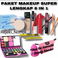 DISKON Paket Makeup Satu Set / Paket Makeup Wanita / Glowing / Kosmetik - Bedak Wardah - Maskara - E