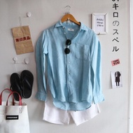 Uniqlo Linen Premium Shirt Mint