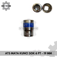 MATA 1/ 2 Inch 6 PT - 19mm Socket Wrench 19mm Socket Wrench/ 19mm Socket Bit/