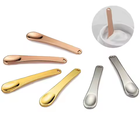 6 Pieces Metal Cosmetic Skincare Spatula, Mini Mask facial Reusable Scoop, Makeup Beauty Spoons for