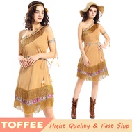 Native Indian Savage Wild People Cosplay Costume Brown Dress For Woman Adult Halloween Performance S