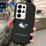 MERAH HP Phone Case For Samsung Galaxy S25 Ultra Case Silicone Phone Case Beautiful Pink Whale Patte