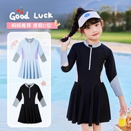 (4-12 Years ) swimsuit kids girl Long-Sleeved Training Swimsuit One-Piece Swimming skirt