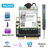 Kad Wifi Tanpa Wayar 2974Mbps Mini PCI-E AX210 AX200 Penyesuai Wi-Fi 6 Bluetooth 5.2 AX200NGW 802.11