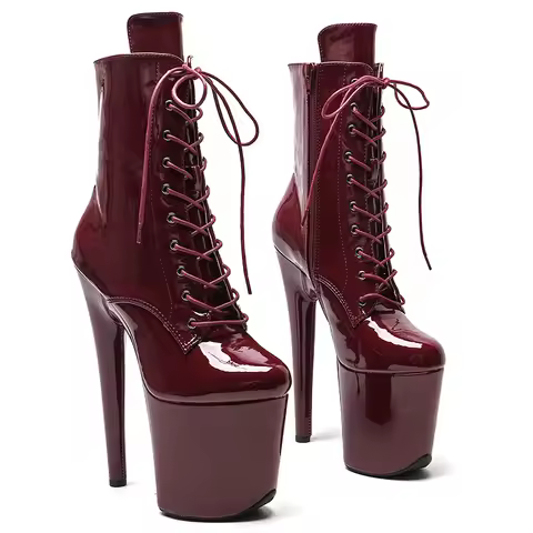 Leecabe Shinny Patent 20CM/8Inch Platform disco party Pole Dance boot