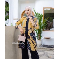 Outer Naura Outer Kuning - Batik Kerja Wanita Atasan Blouse Batik