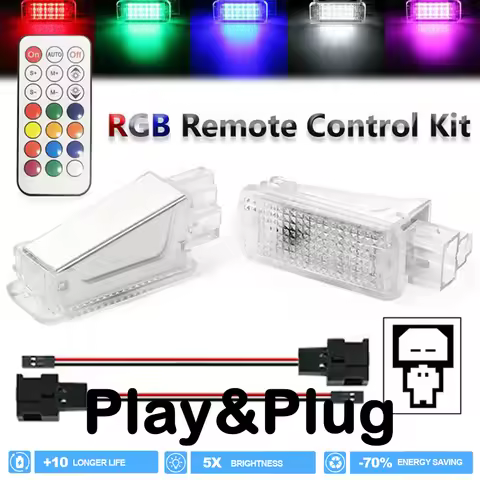 Replace 2Pcs Interior LED RGB Footwell Courtesy Warning Light for Audi A1 A2 8Z A3 S3 A4 S4 RS4 Q7 T