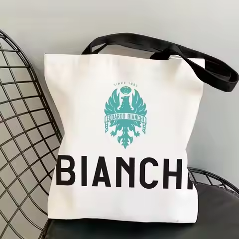 Luxury B-Bianchi Logo Storage Bags Canvas Double-Sided Print Shopping Bag Large Capacity Aesthetic R