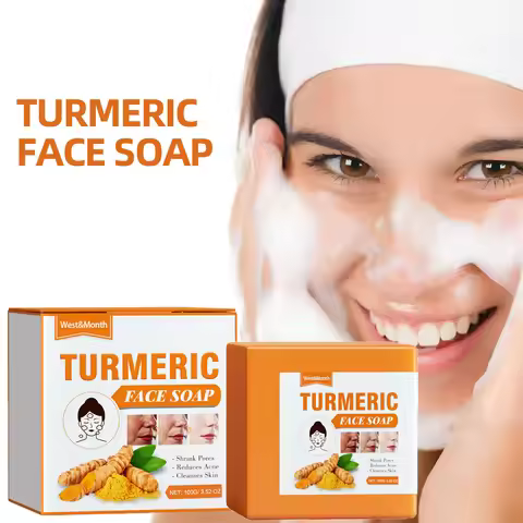 West&Month 100g Turmeric Cleaning Face Soap Gentle Exfoliating Remove Melanin Glow Moisturize Oil Co
