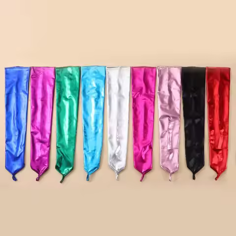 48CM Women Multicolor Patent Leather Hook Finger Gloves Cosplay Stage Performance Electronic Music F