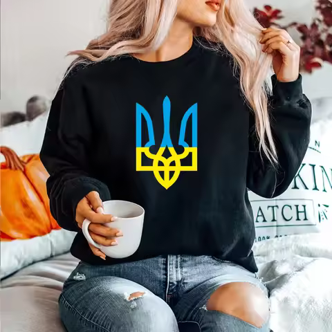 I'm Ukrainian Sweatshirt Ukraine Trident Ucrania Flag Graphic Hoodie Zelensky Ukrainian Patriotic Cr
