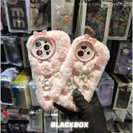 C12 Fluffy Ribbon Pink Phone Case Cover Casing IP 13 Pro Max / IP 15 Pro Max / IP 16 / IP 16 Pro