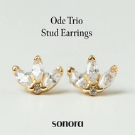 Sonora Ode Trio Stud Earrings, Serenade Collection, 18K Gold Plated 925 Sterling Silver