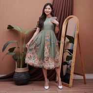 dress cheongsam teratai sage - dress pesta - dress natal - dress batik modern