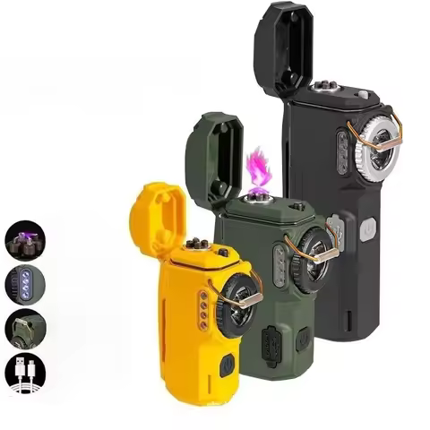 2026 Outdoor Double Arc Lighter Multifunctional Cigarette Lighter Night Fishing Lighting Flashlight