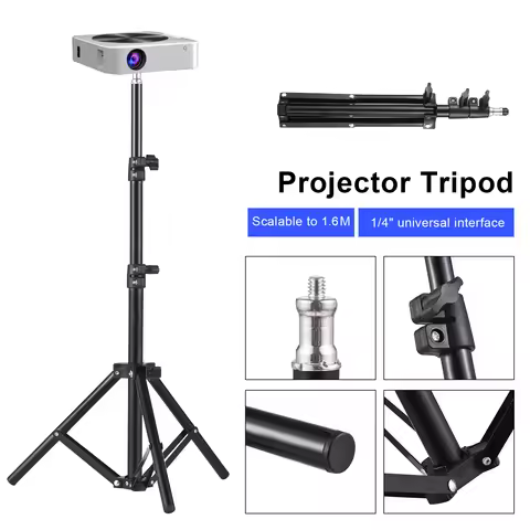 Projector Tripod Stand Stretchable Projector Bracket Aluminum Alloy Holder 1/4'' Interface Adjustabl